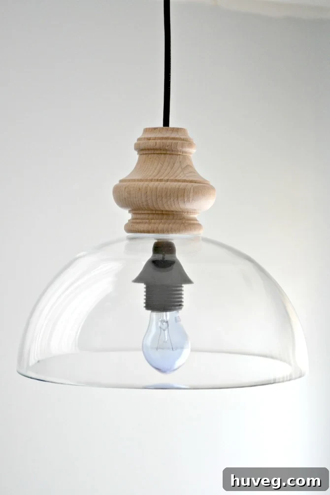 DIY glass pendant light knockoff small bulb