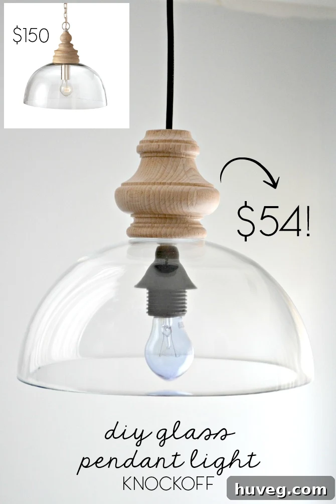DIY glass pendant light knockoff via The Ugly Duckling House blog