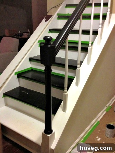 View of the freshly painted staircase from above