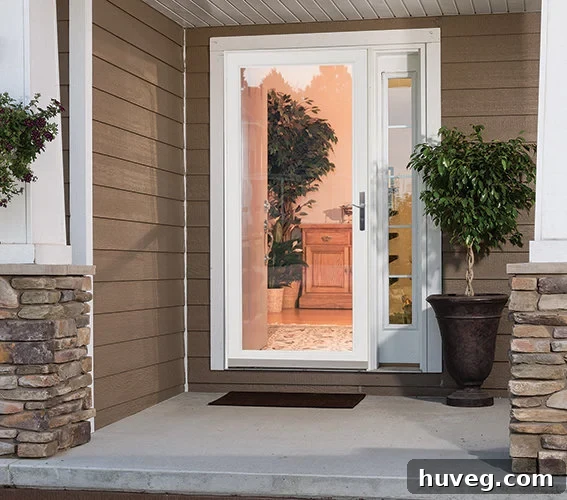 LARSON Secure Elegance security storm door enhancing a modern home's exterior