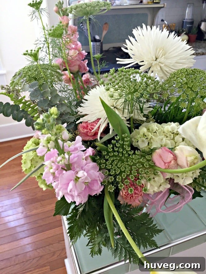 white green pink bouquet
