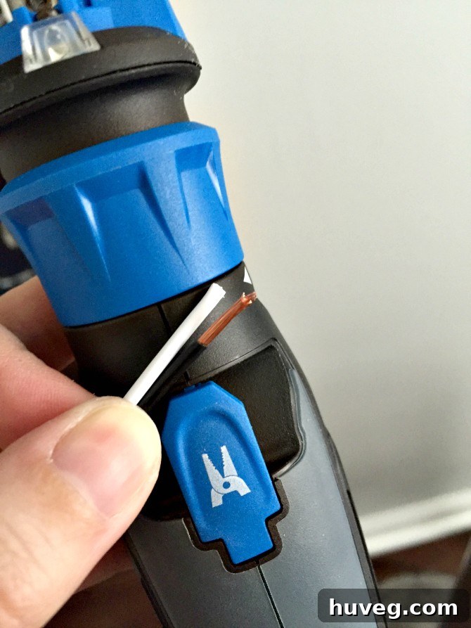 Wire Stripper Feature on Hammerhead Cordless Screwdriver for DIY Electrical