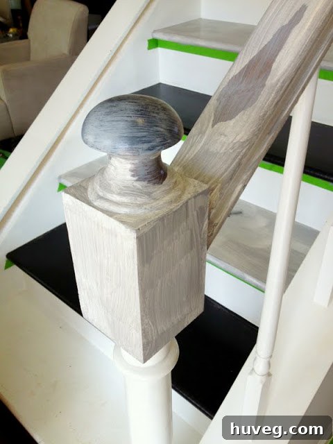 Priming the staircase banister