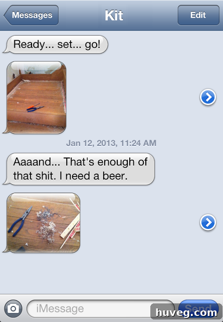 Text message from Kit starting the DIY challenge