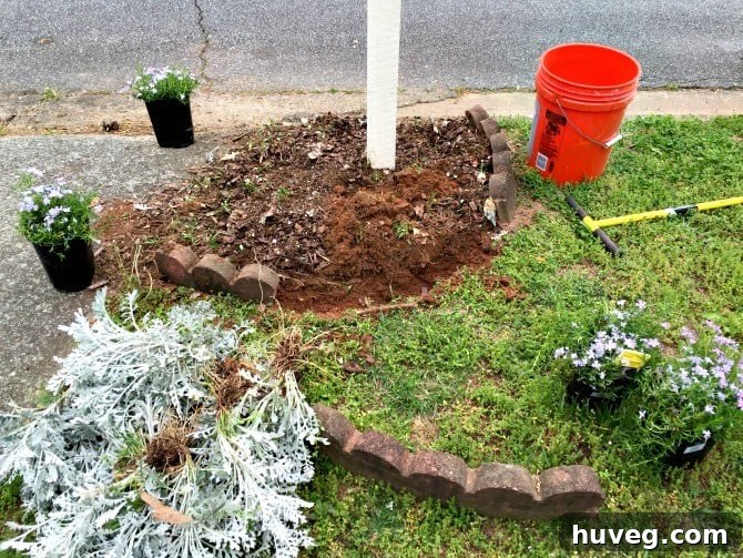 mailbox garden bed digging in