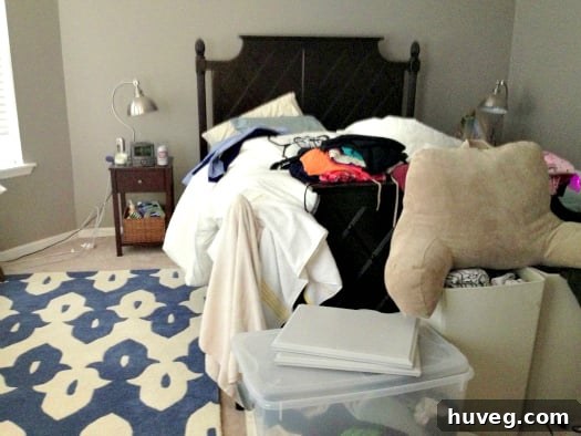 The other side of the bedroom showing a more lived-in, realistic state