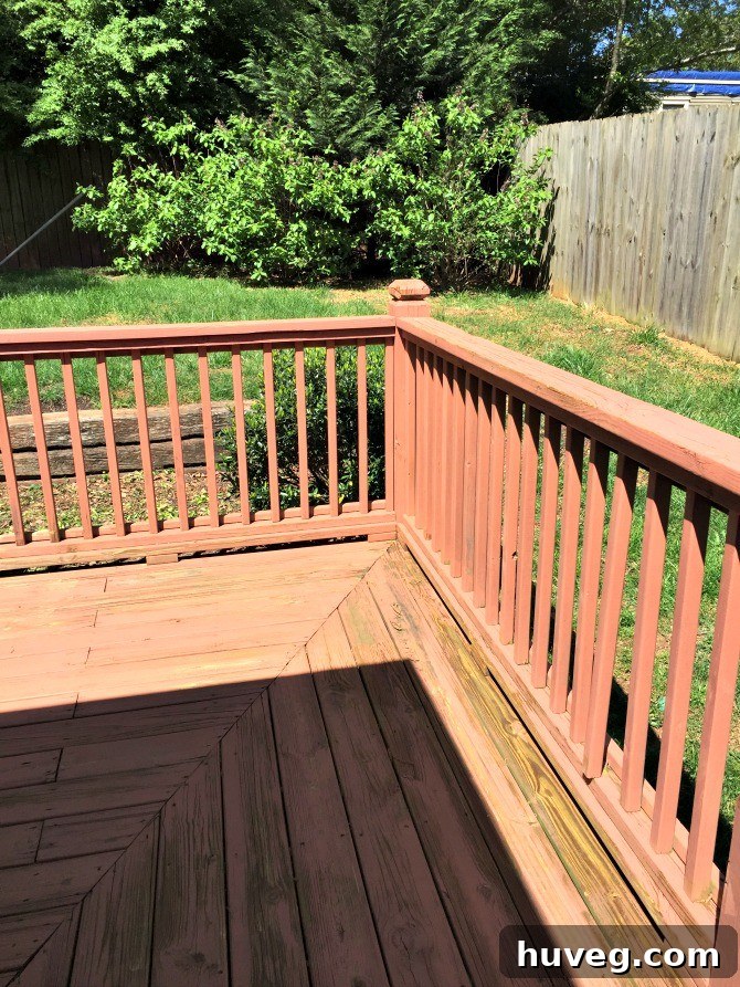 backyard deck stain before