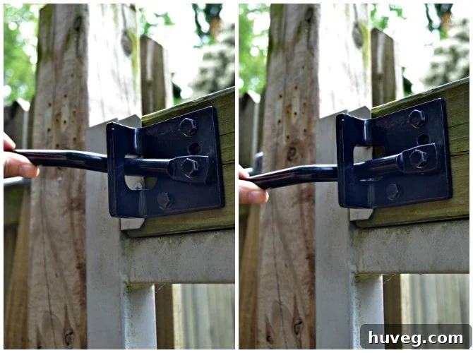 Adjusting the gate latch arm to ensure smooth operation and proper engagement with the striker