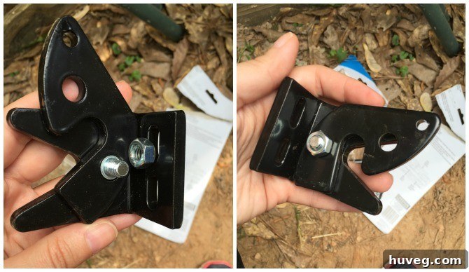 Demonstration of flipping the gate latch striker mechanism for proper left-hand orientation