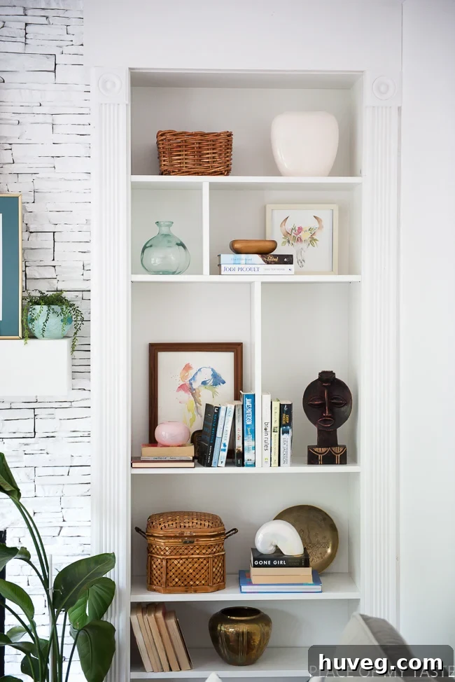 IKEA Billy Bookcase built-ins with vertical dividers by Place of My Taste