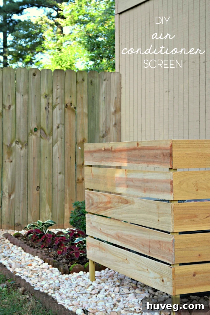The DIY air conditioner screen keeps the side of my house looking nice and tidy! 