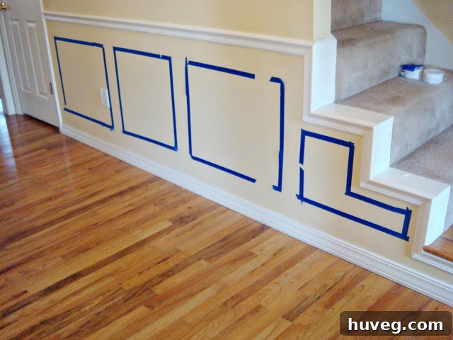 Using painter's tape to plan molding layout