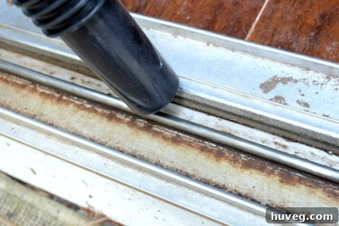 shop vac dirt along sliding door track