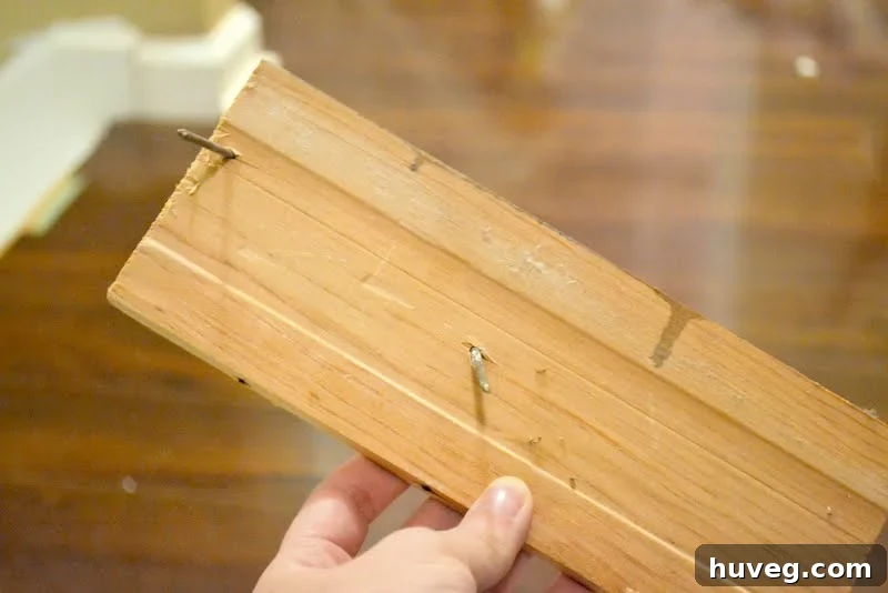 Nails in old baseboards