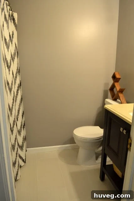 Bathroom with painted baseboards