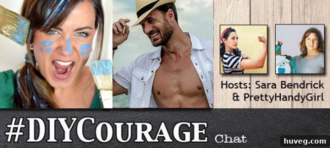 DIY Courage Chat Header for July 2016 event, featuring event details and participants.