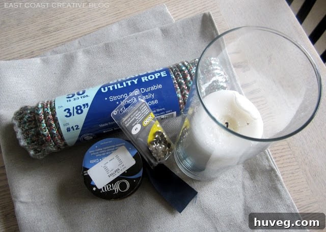 Supplies for DIY hurricane vase project
