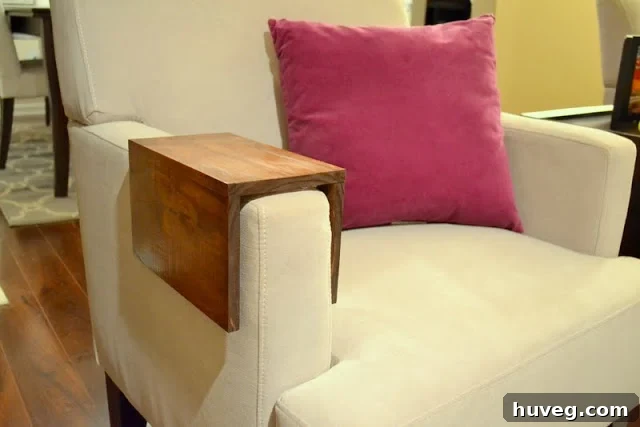 Close-up of DIY wooden couch sleeve showcasing wood grain