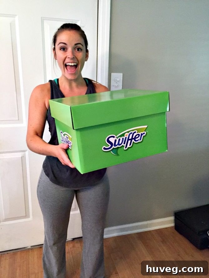 Emily's overjoyed reaction to her Swiffer housewarming gift